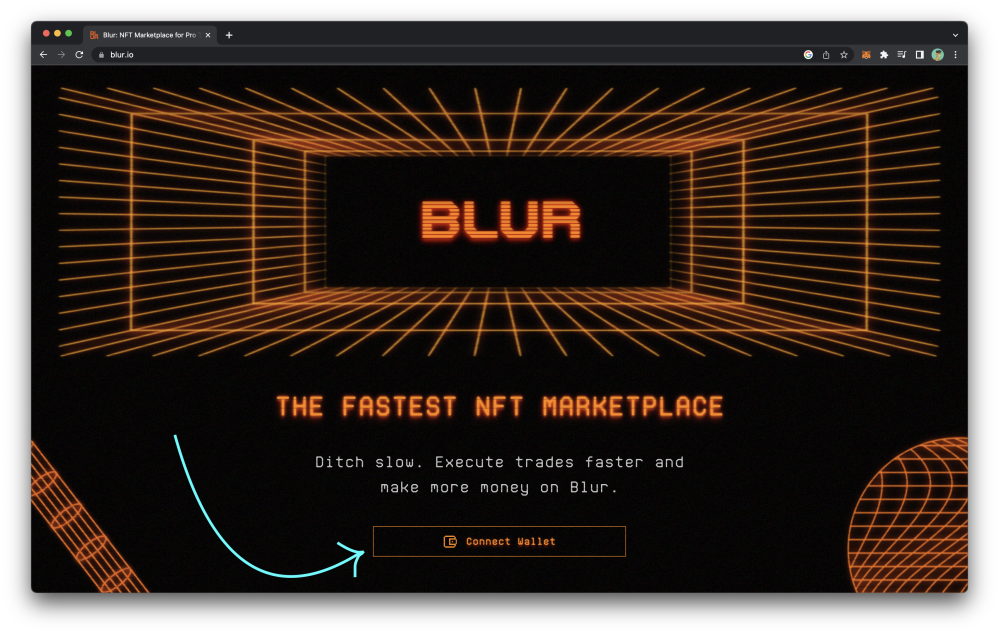 Start by connecting your MetaMask wallet to Blur